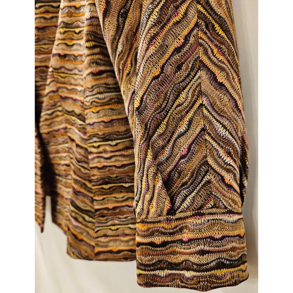 Isabel & Nina Womens Textured Knit Blazer Brown Gold Multi Color Jacket Size 6 - Picture 6 of 10